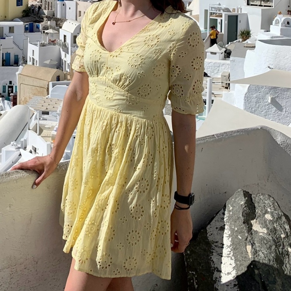 Yellow eyelet sundress